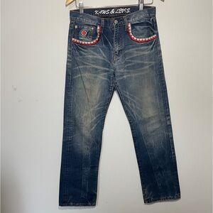 Kaws x‎ Levi’s Blue Jeans with Teeth Design Men’s Size 28x32